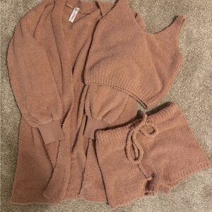 Elegant Tan Women's Cardigan Set